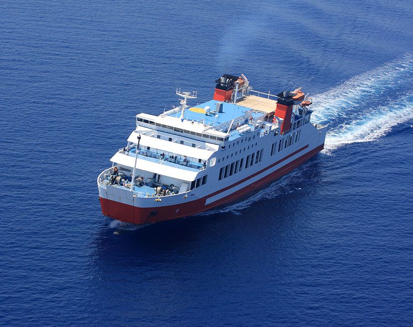 A ferry at sea
